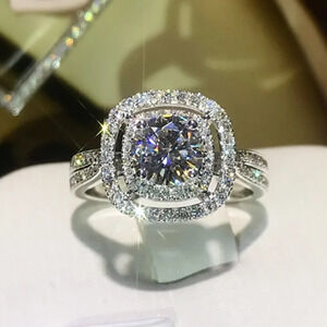 ▶Round Zircon Double Layer Square Classic Engagement Ring for Women, L199